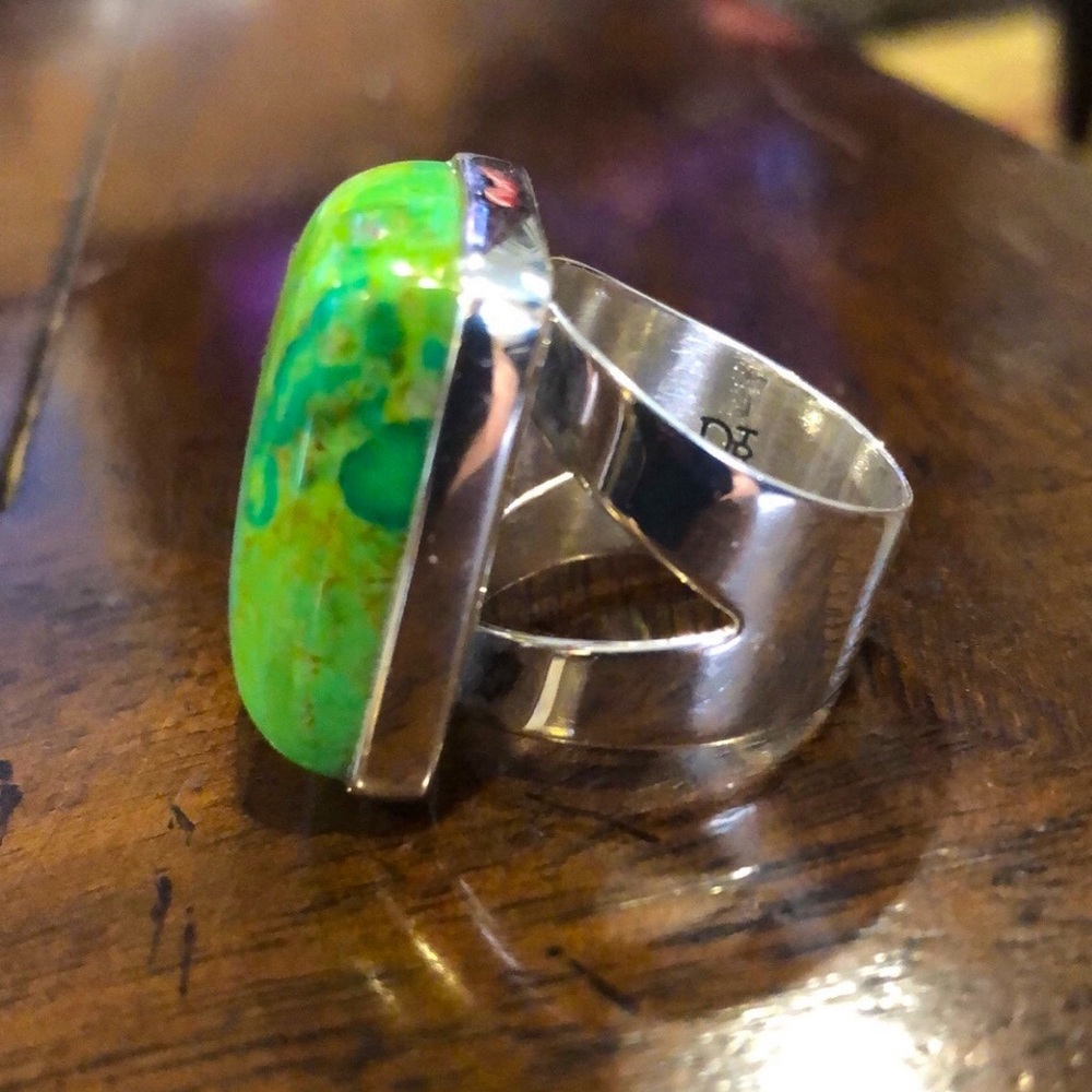 JAY KING DTR Green Turquoise Sterling Silver Cabochon Ring Sz 10 - Picture 3 of 16
